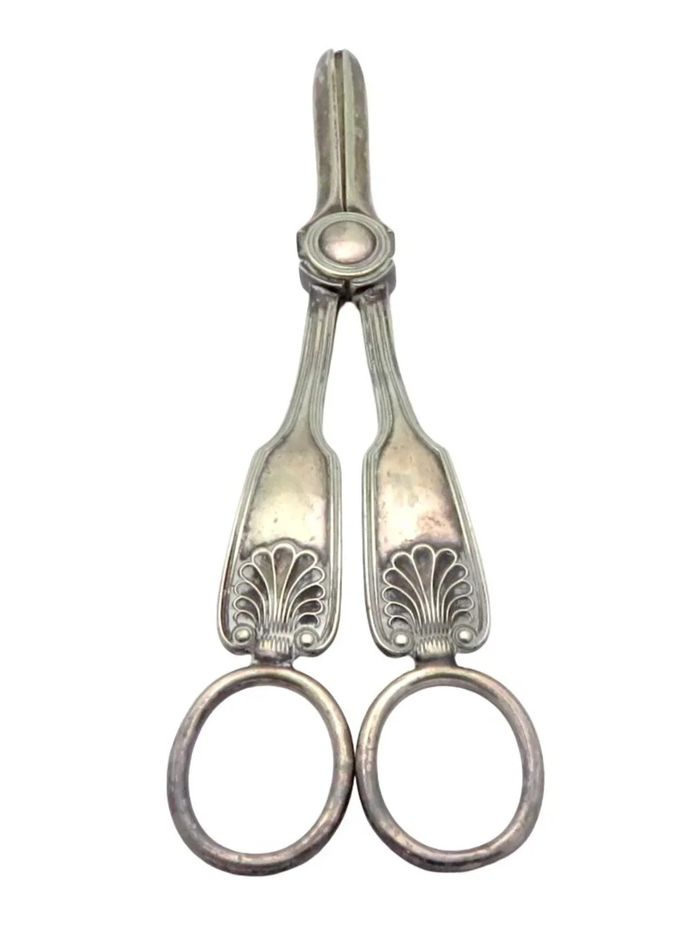 Antique Victorian 1800s Kings Pattern Silver Plated Grape Scissors Shears 6.75